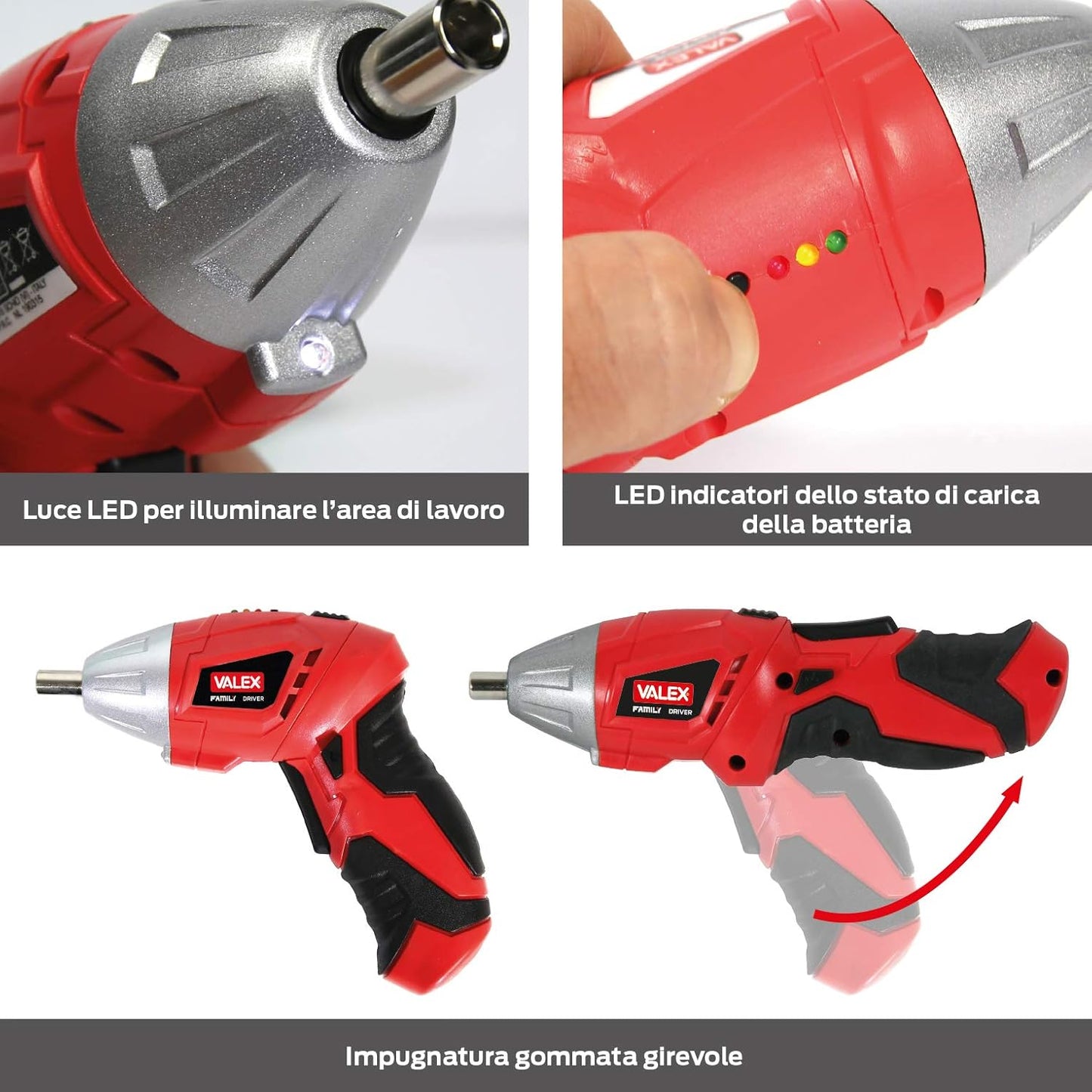 Set di accessori per l'Avvitatore a batteria Litio 3,6 V VALEX, supporto per il fai-da-te.