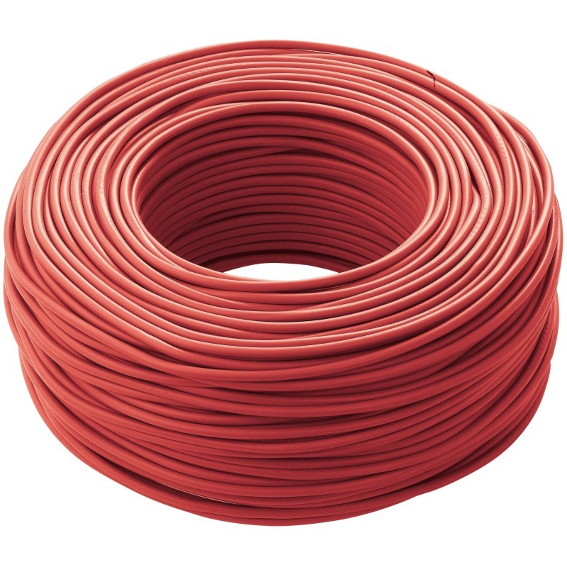 Cavo elettrico unipolare rosso antifiamma FS17, in rotolo da 1 x 1,5 mm per uso in ingegneria civile.