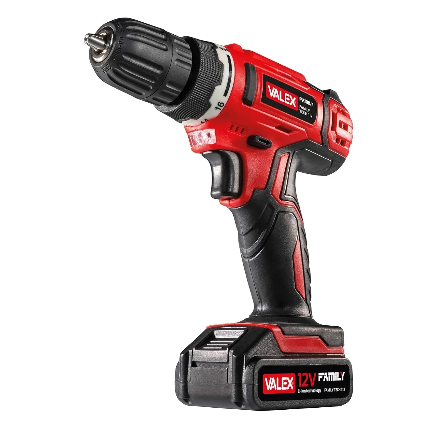 Trapano Avvitatore Valex FAMILY-TECH 112 12V Litio 1,0 kg, Mandrino 10 mm, Frizione 16+1 - 1429400