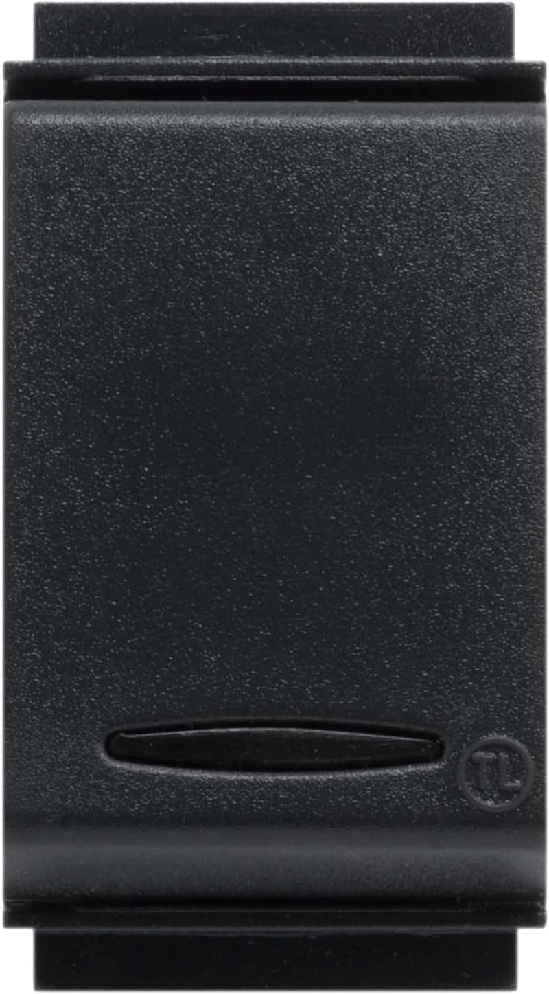 Interruttore Unipolare Luminoso, Nero, 10A 250V, compatibile con placche Life, design Made in Italy.