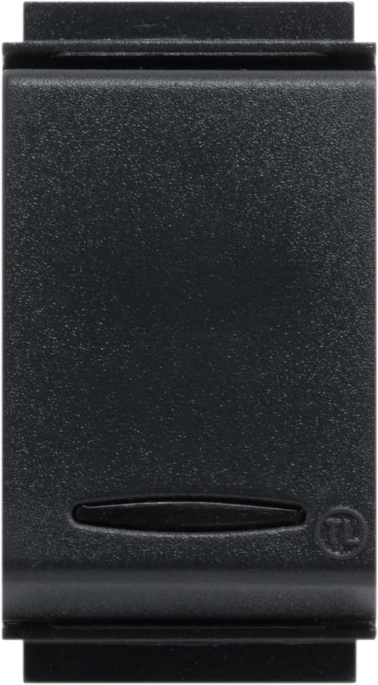 Interruttore Unipolare Luminoso, Nero, 10A 250V, compatibile con placche Life, design Made in Italy.