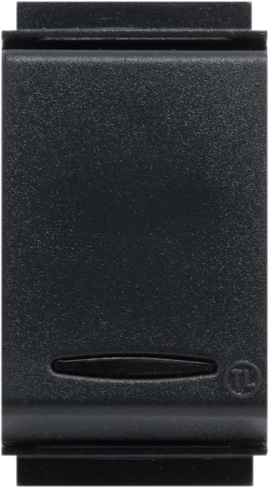 Deviatore Luminoso 10A 250V in nero, compatibile con Living Classic e placche Life, Made in Italy.