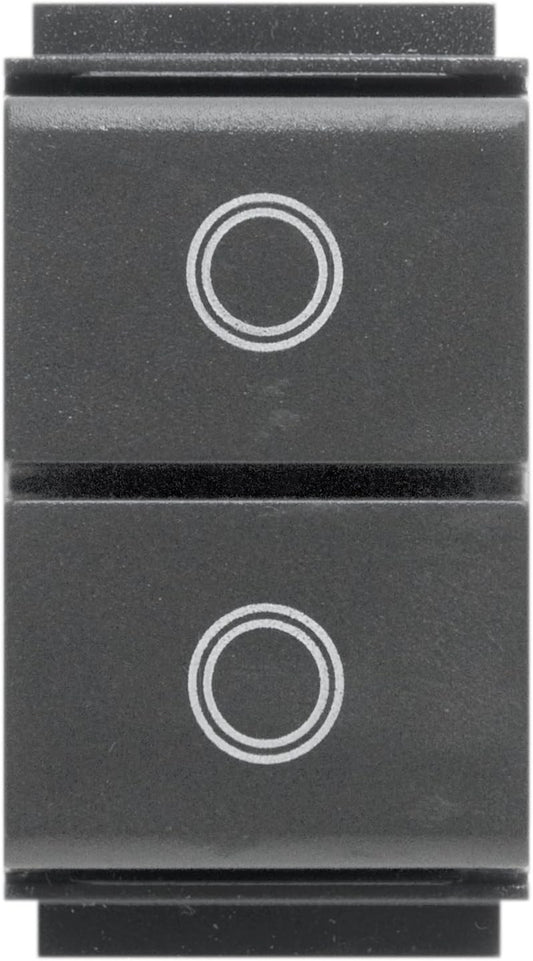 FEB 2022 TL Doppio Pulsante Unipolare, Nero, compatibile con Living Classic e placche Life.