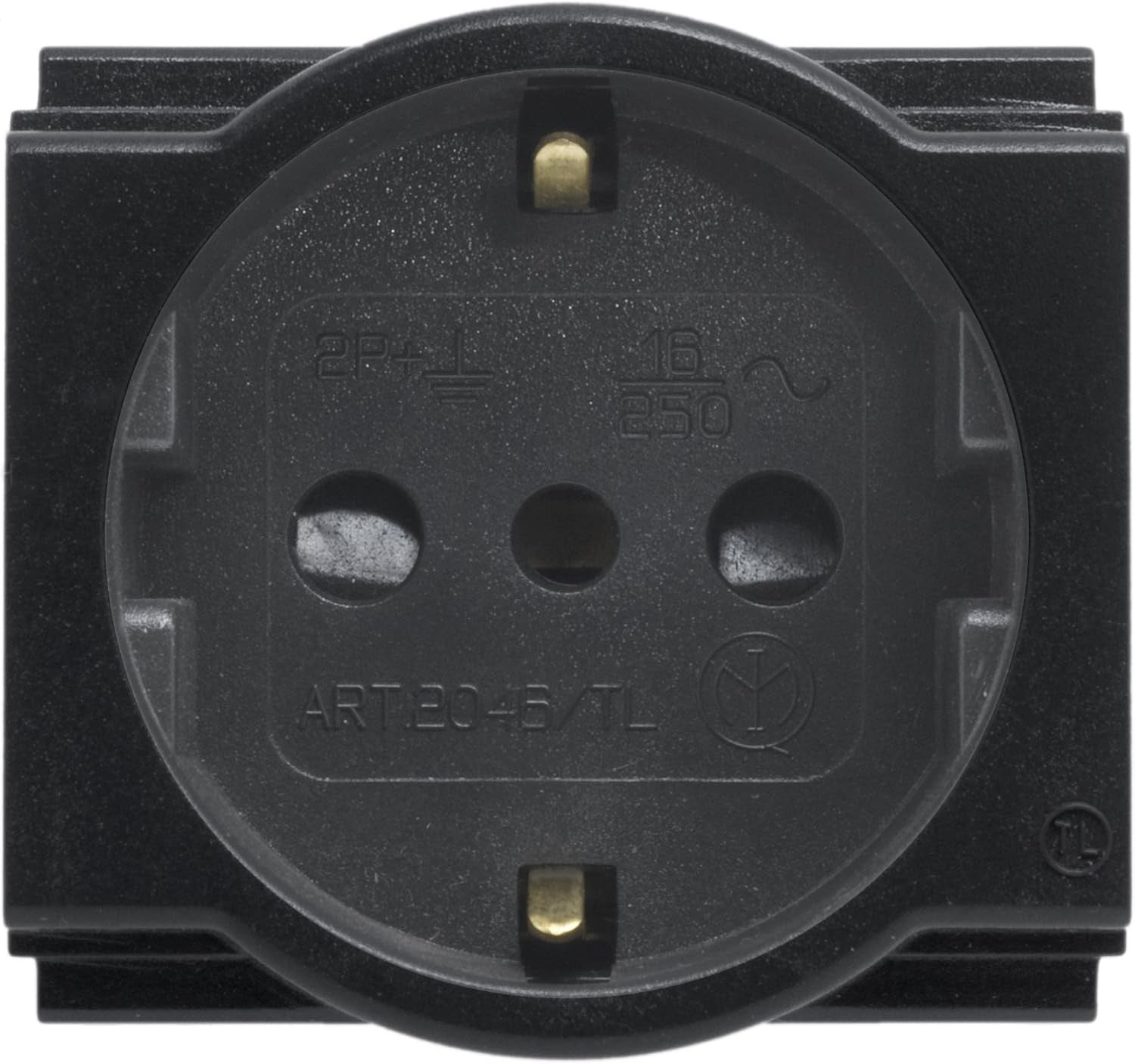 Presa Unel di Sicurezza 2P+T.Std It/D 10/16A 250V, colore nero, compatibile con placche Life.