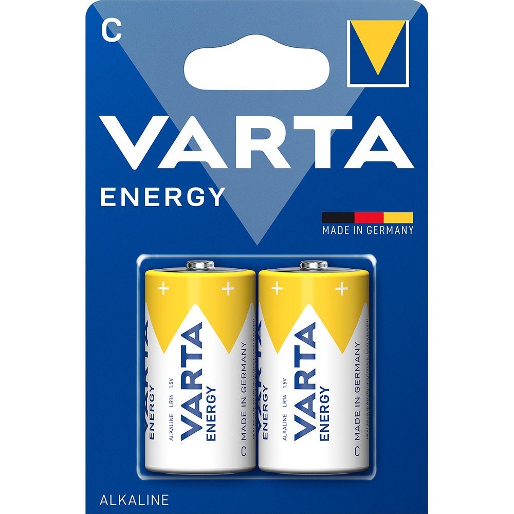 Batterie alcaline Varta Energy C, confezione da 2 pezzi, 1,5V, alta qualità, made in Germany.