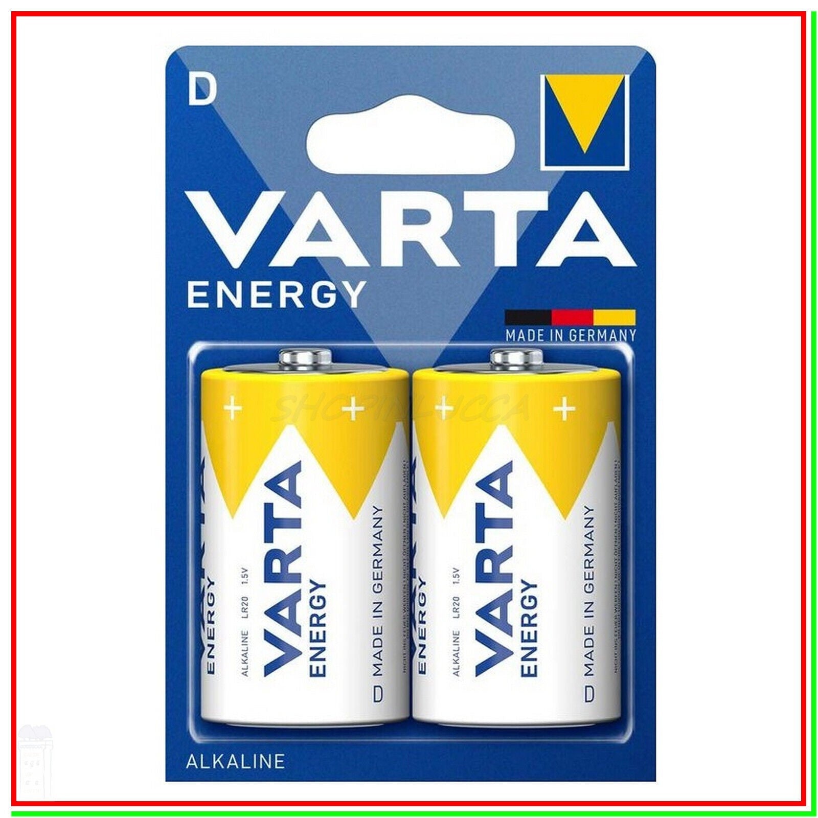 Varta Energy D alkaline batteries 1.5V pack of 2 high quality made in Germany for reliable performance