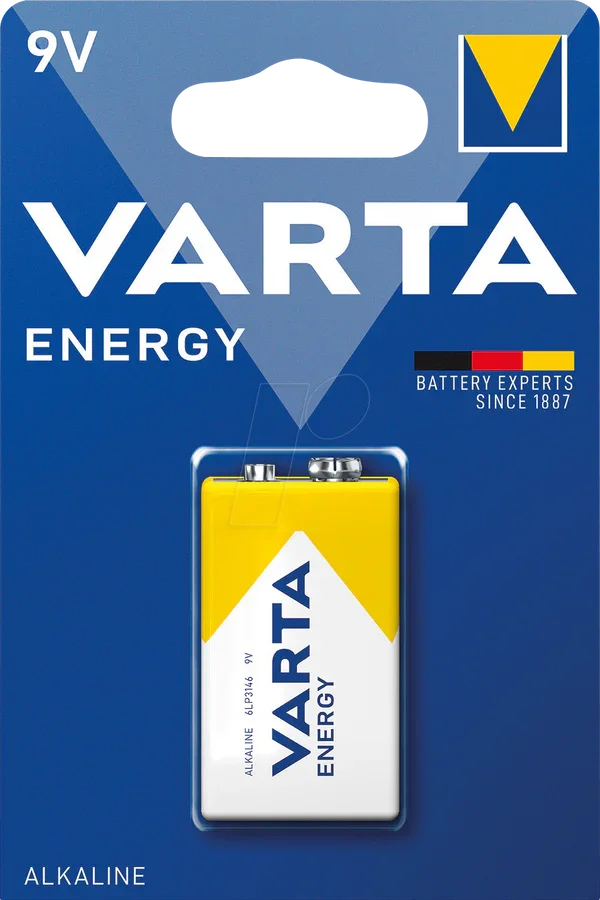 Batteria Alkalina Varta Energy 9V 6F22 - Affidabile e Duratura, Alta Capacità - SKU VARTA-6F22