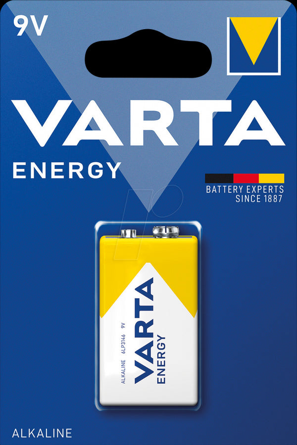 Batterie alcaline Varta Energy 9V 6F22, alta qualità, blister da 1 pezzo, energia affidabile 1.5V.
