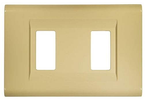 Placca Click 2F Avorio FEB 2582/A, 2-post switch cover, Made in Italy, beige technopolymer design, easy snap-on installation.