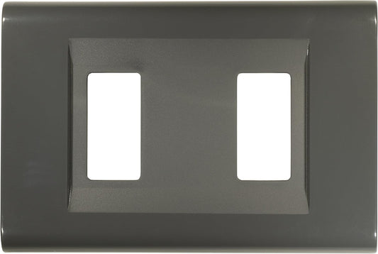 Placca Click 2F Grigio Scuro FEB 2582/GS for rectangular box, made of technopolymer, designed for Laser series supports.