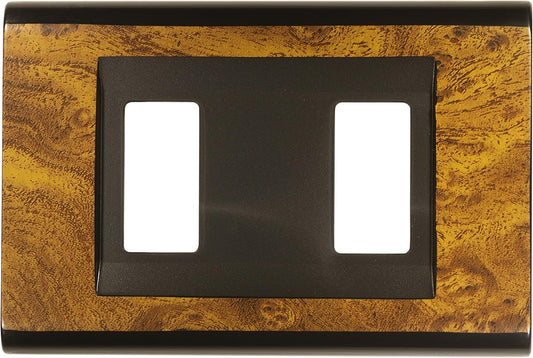 Placca Click 2F Radica X Magic FEB 2582/RA in tecnopolimero con finitura Radica e supporto Laser.