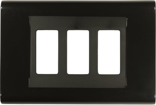 Placca Click 3F Nero X Magic by FEB, black techno-polymer switch cover, fits rectangular boxes.