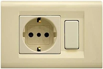 Placca Click Schuko+1P Avorio FEB 2588/A - Design Elegante, Tecnopolimero Resistente, Facile Installazione