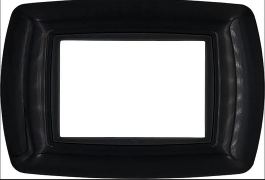 Placca Life 3P in Nero by FEB, three-slot design frame for electrical installations.