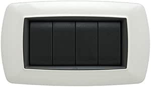 FEB Life 4P switch panel in white with three black buttons for electrical installations.