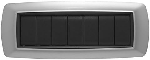 Placca Life 7 moduli Alluminio Chiaro FEB 2987/AC con design elegante e finitura nera.