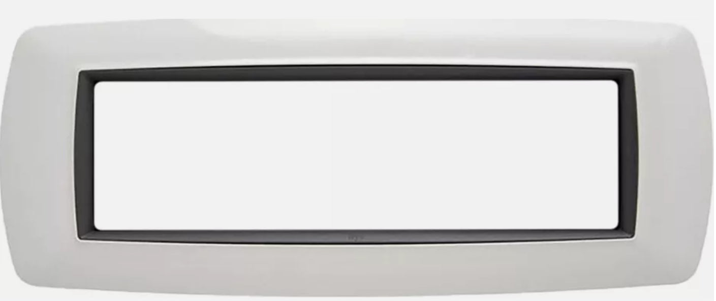 Placca Life 7P Bianco by FEB, white modular plate with sleek design for electrical installations.