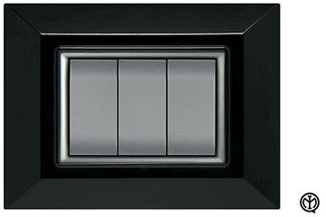 Placca Flexi Plain 4F Nero by FEB, featuring 4 modular slots with a sleek black design.