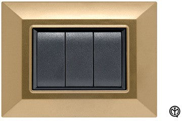 Placca Flexi Plain 4F in Oro Satinato con 4 spazi, design eleganti e moderno, FEB 5204/OS.