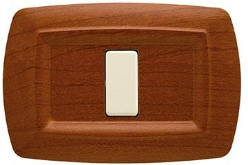 Placca Tondo' 1 Posto Legno Chiaro, FEB 2591/LC, interruttore su legno chiaro, design elegante.
