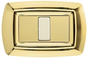 Placca Tondo' 1 Posto Oro by FEB, elegant gold switch with white button, model FEB 2591/OR.