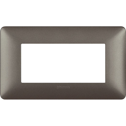 Bticino Matix iron 4-module frame AM4804MIR, designed for support 504SA, dimensions 84mm x 143.7mm.