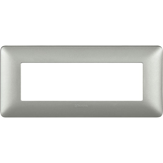 Placca Bticino Matix 6 moduli Silver AM4806MSL, con supporto 506LSA, dimensioni 84mm x 191mm
