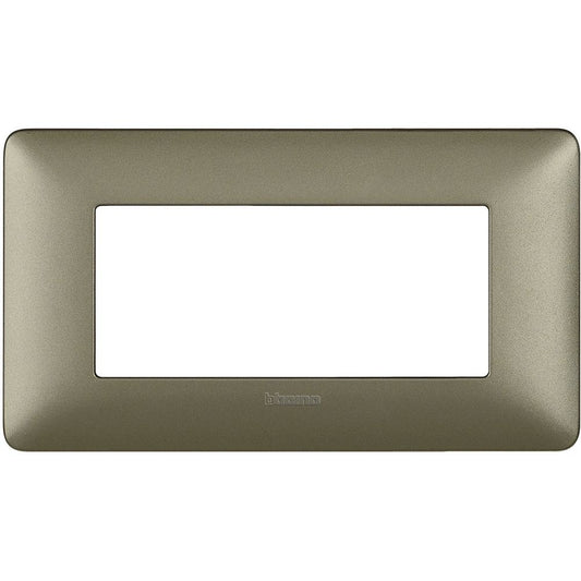 Placca Bticino Matix 4 moduli titanium AM4804MTA, colore titanium, misura 84mm x 143.7mm per supporto 504SA.