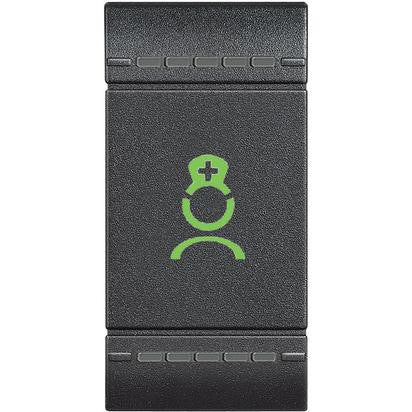 Pulsante di chiamata WC con icona infermiera verde, ideale per bagni di pazienti, conforme VDE0834.