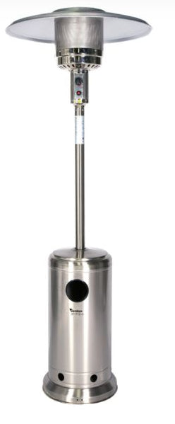 Stufa gas fungo radiante esterno in acciaio inox, 13kw, ideale per riscaldare spazi esterni come cortili e terrazzi.