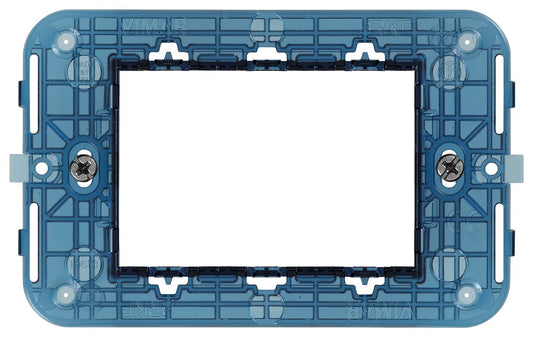 VIMAR supporto 3M blu con viti per scatole 3 moduli, design robusto e funzione praticità.