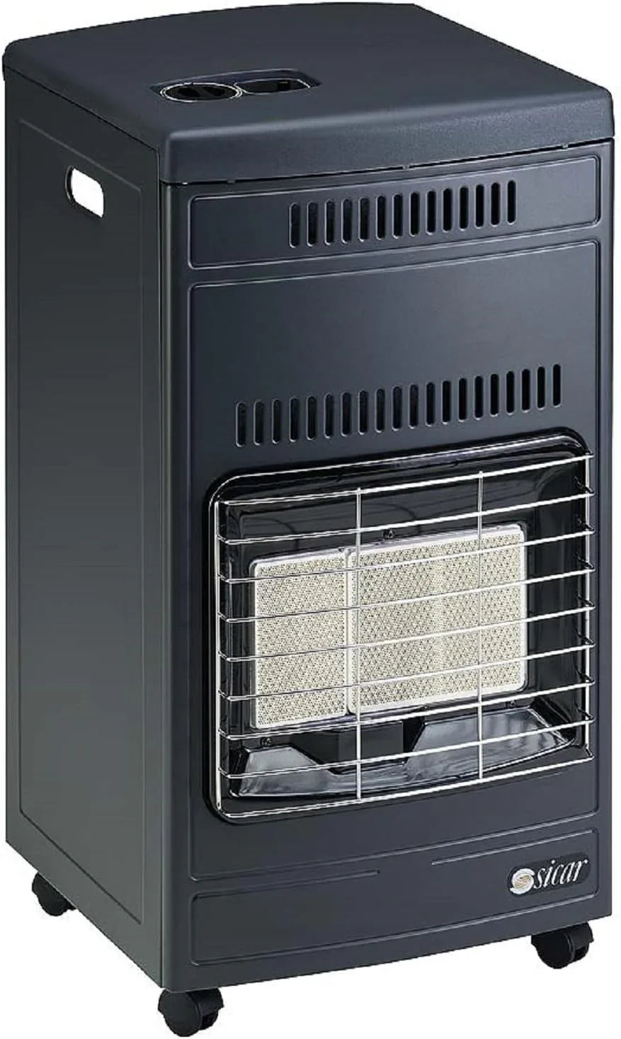 Stufa Infrarossi GPL SICAR 92T Ventilata 4200W - Triplo Bruciatore, Sicurezza Avanzata, Grigia