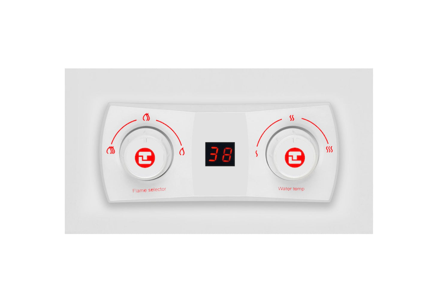 Thermex Kite gas water heater control panel with temperature display and knobs for precise adjustment