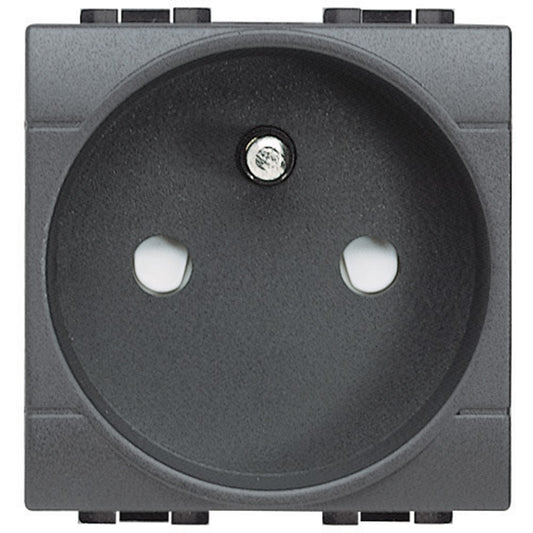 Presa 2P+T 16A standard Franco/Belga in antracite, viewport view with shielding holes