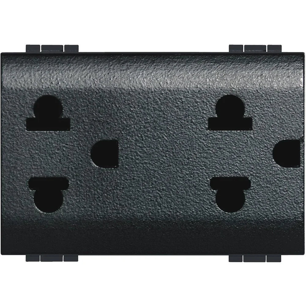 Presa Duplex Universale 2P+T 16A 127-250 Vac - Design Antracite - BTicino L4185