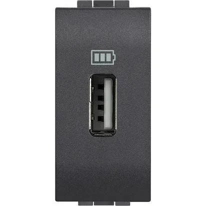 Caricatore USB Living Light Antracite - Ricarica Rapida 5Vdc - Potenza 1500mA - L4285C1