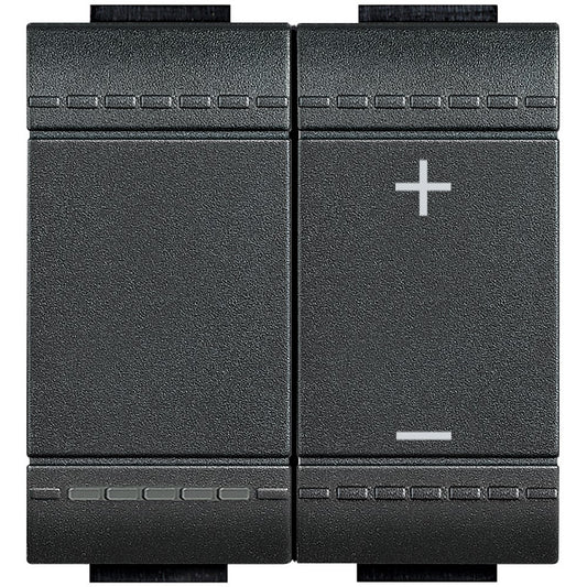 Living Light universal dimmer switch in antracite, featuring adjustable brightness controls for various types of lighting.