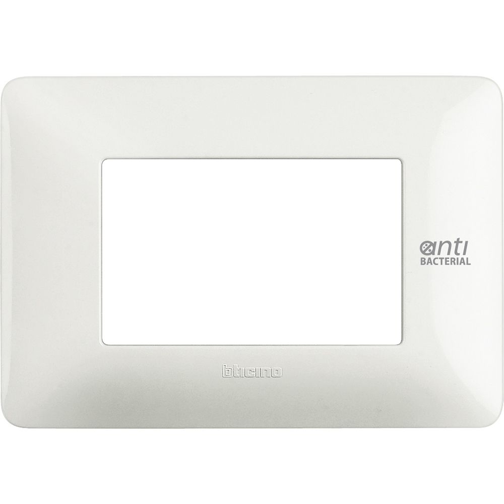 Placca in tecnopolimero antibatterico bianco - 3 moduli - design moderno e funzionale