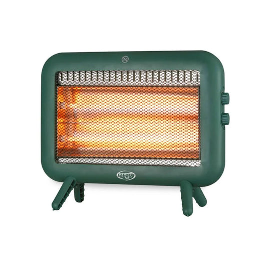 Argo Seventy Green Stufa Elettrica al Quarzo 1000W, Design Vintage Verde Salvia, 2 Potenze – Calore Immediato