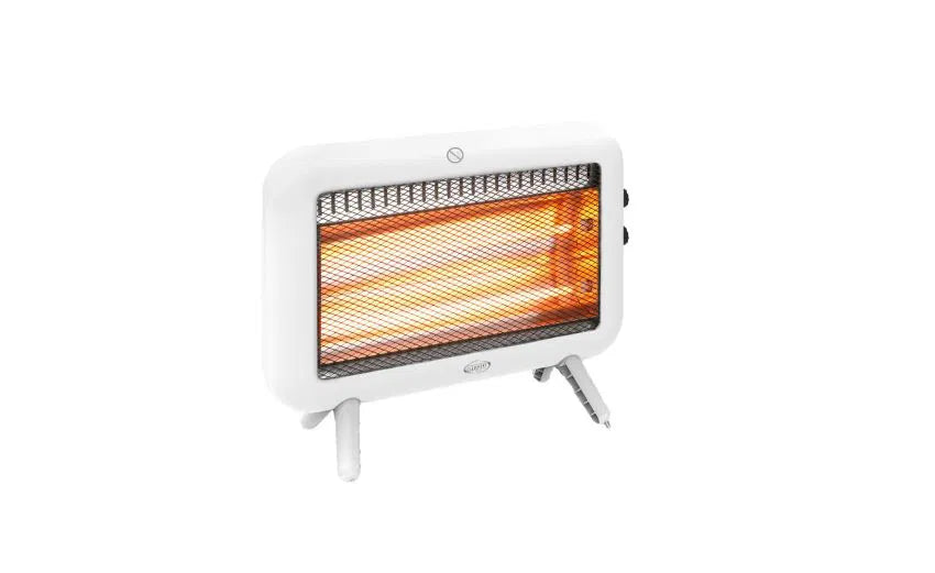 Argo Seventy Ice Stufa Elettrica al Quarzo 1000W, Stile Retrò, 2 Modalità di Riscaldamento – Bianco Puro